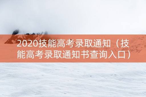 2020技能高考录取通知（技能高考录取通知书查询入口）
