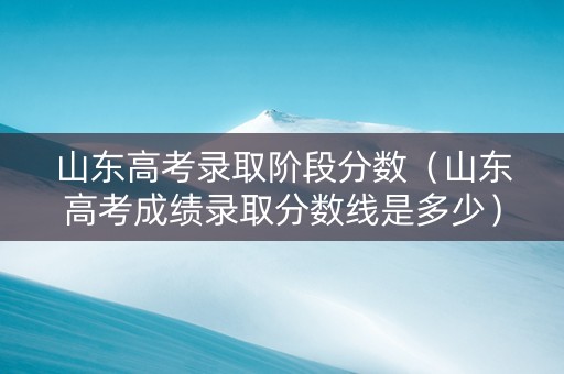 山东高考录取阶段分数（山东高考成绩录取分数线是多少）