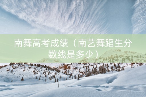 南舞高考成绩（南艺舞蹈生分数线是多少）