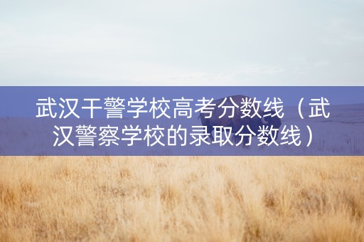 武汉干警学校高考分数线（武汉警察学校的录取分数线）