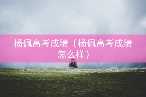 杨佩高考成绩（杨佩高考成绩怎么样）