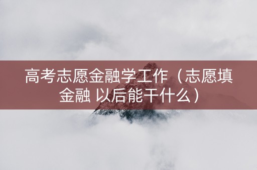 高考志愿金融学工作（志愿填金融 以后能干什么）