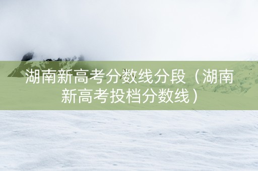 湖南新高考分数线分段（湖南新高考投档分数线）