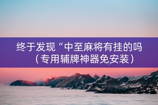 终于发现“中至麻将有挂的吗（专用辅牌神器免安装）