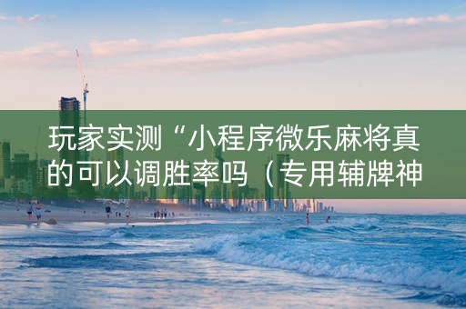 玩家实测“小程序微乐麻将真的可以调胜率吗（专用辅牌神器免安装）