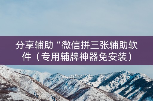 分享辅助“微信拼三张辅助软件（专用辅牌神器免安装）