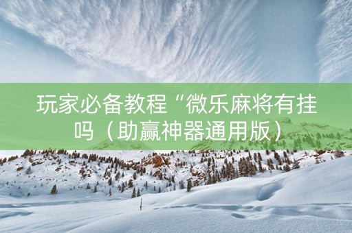 玩家必备教程“微乐麻将有挂吗（助赢神器通用版）