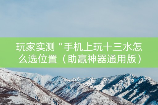 玩家实测“手机上玩十三水怎么选位置（助赢神器通用版）