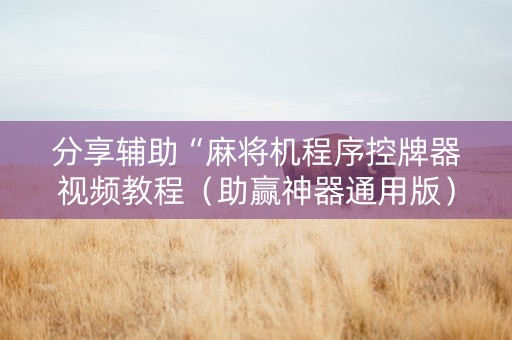 分享辅助“麻将机程序控牌器视频教程（助赢神器通用版）