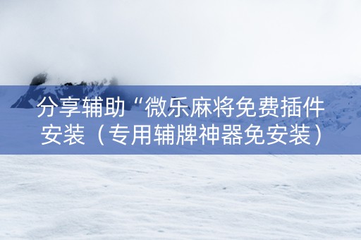 分享辅助“微乐麻将免费插件安装（专用辅牌神器免安装）