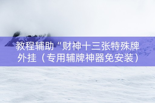 教程辅助“财神十三张特殊牌外挂（专用辅牌神器免安装）