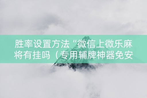 胜率设置方法“微信上微乐麻将有挂吗（专用辅牌神器免安装）