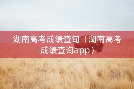 湖南高考成绩查旬（湖南高考成绩查询app）