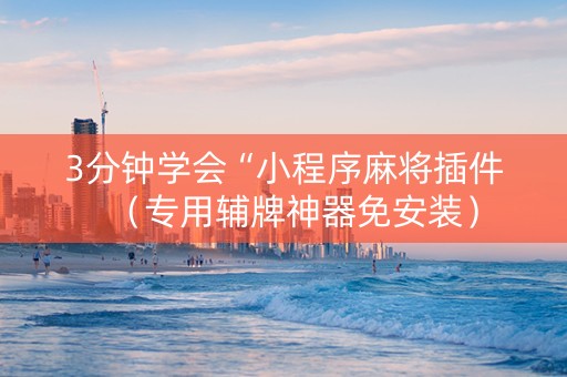 3分钟学会“小程序麻将插件（专用辅牌神器免安装）