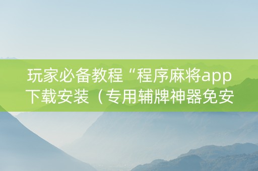 玩家必备教程“程序麻将app下载安装（专用辅牌神器免安装）