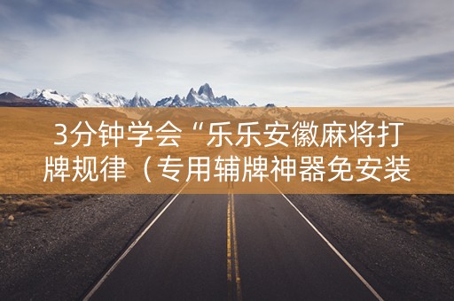3分钟学会“乐乐安徽麻将打牌规律（专用辅牌神器免安装）