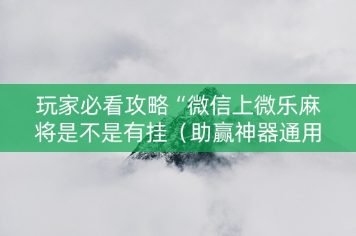 玩家必看攻略“微信上微乐麻将是不是有挂（助赢神器通用版）