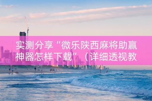 实测分享“微乐陕西麻将助赢神器怎样下载”（详细透视教程）-哔哩哔哩
