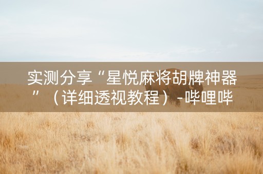 实测分享“星悦麻将胡牌神器”（详细透视教程）-哔哩哔哩