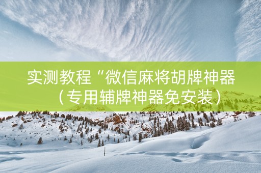 实测教程“微信麻将胡牌神器（专用辅牌神器免安装）
