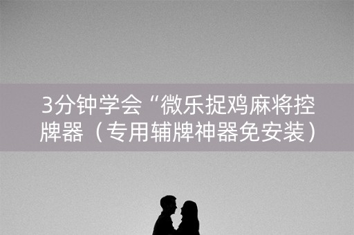 3分钟学会“微乐捉鸡麻将控牌器（专用辅牌神器免安装）