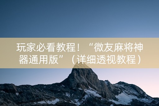 玩家必看教程！“微友麻将神器通用版”（详细透视教程）-哔哩哔哩