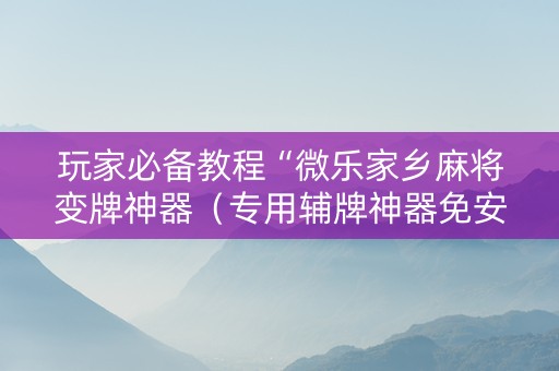 玩家必备教程“微乐家乡麻将变牌神器（专用辅牌神器免安装）