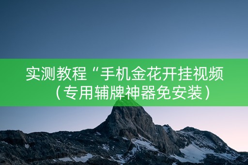 实测教程“手机金花开挂视频（专用辅牌神器免安装）