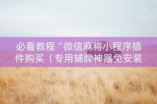 必看教程“微信麻将小程序插件购买（专用辅牌神器免安装）