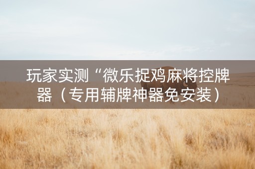 玩家实测“微乐捉鸡麻将控牌器（专用辅牌神器免安装）