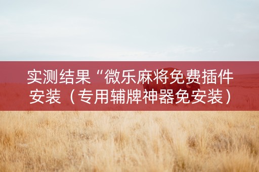 实测结果“微乐麻将免费插件安装（专用辅牌神器免安装）