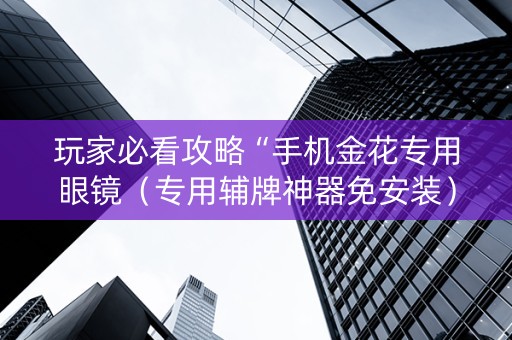 玩家必看攻略“手机金花专用眼镜（专用辅牌神器免安装）