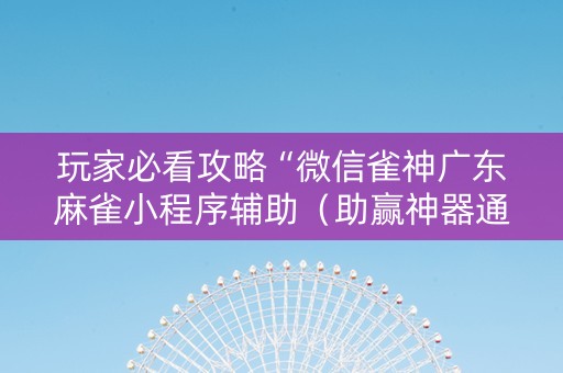 玩家必看攻略“微信雀神广东麻雀小程序辅助（助赢神器通用版）
