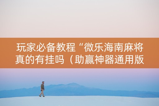 玩家必备教程“微乐海南麻将真的有挂吗（助赢神器通用版）