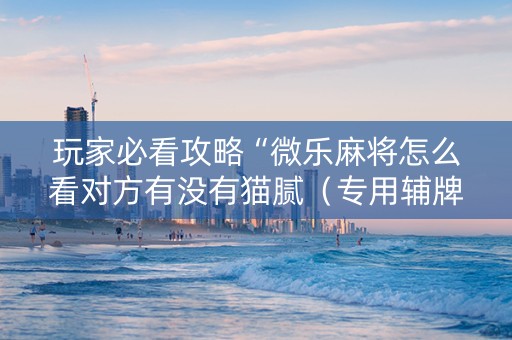玩家必看攻略“微乐麻将怎么看对方有没有猫腻（专用辅牌神器免安装）