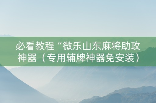 必看教程“微乐山东麻将助攻神器（专用辅牌神器免安装）