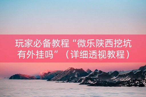 玩家必备教程“微乐陕西挖坑有外挂吗”（详细透视教程）-哔哩哔哩