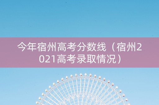 今年宿州高考分数线（宿州2021高考录取情况）