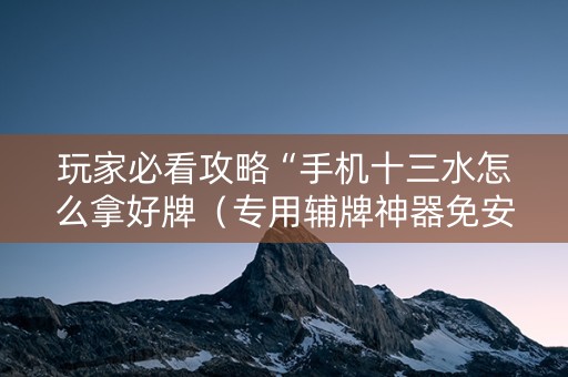 玩家必看攻略“手机十三水怎么拿好牌（专用辅牌神器免安装）