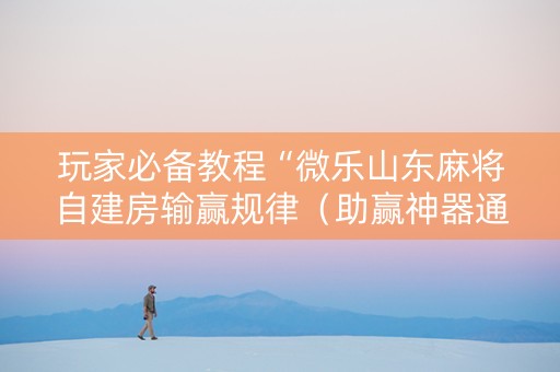 玩家必备教程“微乐山东麻将自建房输赢规律（助赢神器通用版）