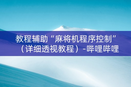 教程辅助“麻将机程序控制”（详细透视教程）-哔哩哔哩