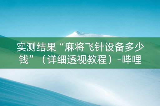 实测结果“麻将飞针设备多少钱”（详细透视教程）-哔哩哔哩
