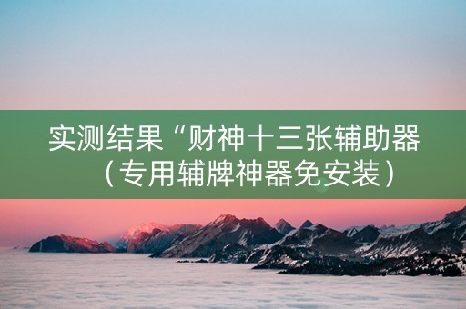 实测结果“财神十三张辅助器（专用辅牌神器免安装）