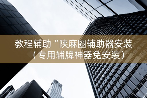 教程辅助“陕麻圈辅助器安装（专用辅牌神器免安装）