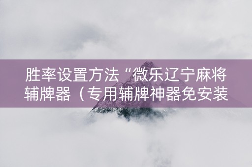 胜率设置方法“微乐辽宁麻将辅牌器（专用辅牌神器免安装）