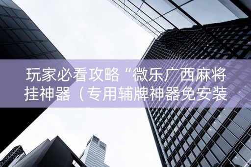 玩家必看攻略“微乐广西麻将挂神器（专用辅牌神器免安装）