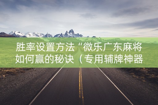 胜率设置方法“微乐广东麻将如何赢的秘诀（专用辅牌神器免安装）