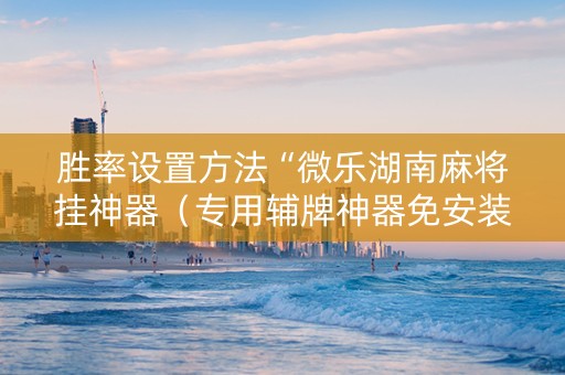 胜率设置方法“微乐湖南麻将挂神器（专用辅牌神器免安装）