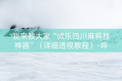 我来教大家“微乐四川麻将挂神器”（详细透视教程）-哔哩哔哩