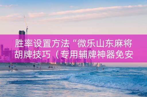 胜率设置方法“微乐山东麻将胡牌技巧（专用辅牌神器免安装）